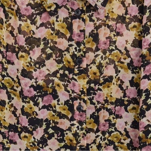 MANGO floor length sheer floral button down dress size 6 - Picture 6 of 11